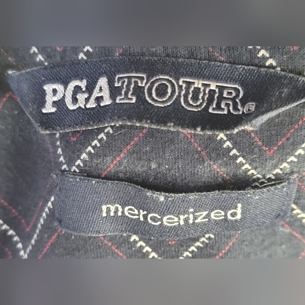 PGA TOUR Polo Shirt Blue Polyester Short Sleeve 3 Button w/Collar, Size XL - Picture 6 of 8